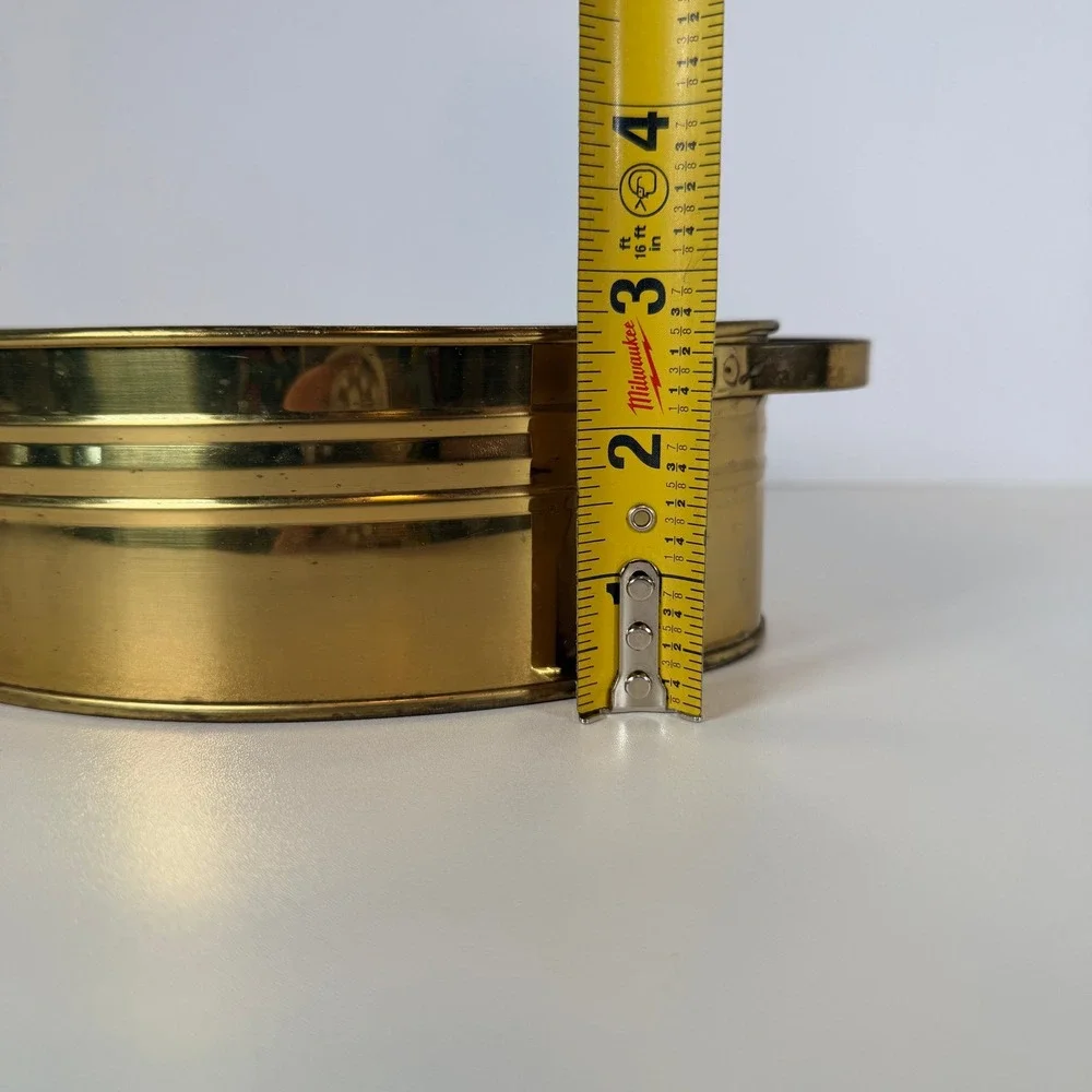 Vintage Brass Oval Planter Pot with Handles‎ Decorative Accent